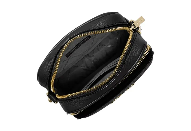 Michael Kors Michael Kors Handtasche Michael Kors Jet Set Travel Medium Umhängetasche Leder Gold Schwarz, Schwarz, – Produktbild 2 von 3