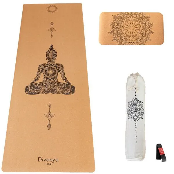 Divasya Divasya Yoga-Support-Set: Kork-Yogamatte & Yoga-Pad, Natural, – Produktbild 2 von 5