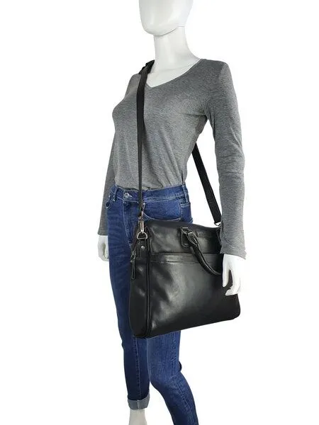 manbefair manbefair Laptoptasche Joan Leder, Schwarz, – Produktbild 2 von 4
