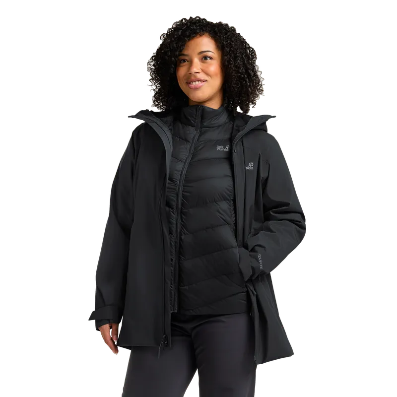 Jack Wolfskin Jack Wolfskin Icecape 3in1 Down Jacket Women Wasserdichte 3-in-1 Daunenjacke Damen XS black, Black, – Produktbild 1 von 2