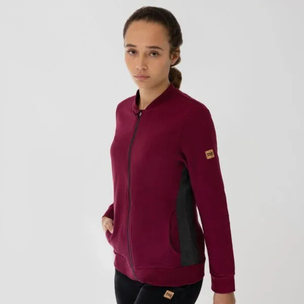 TAO Sportswear TAO Sportswear Taillierte Damen Bio-Baumwolljacke EFFI mit Stehkragen, Bordeaux, – Produktbild 3 von 4