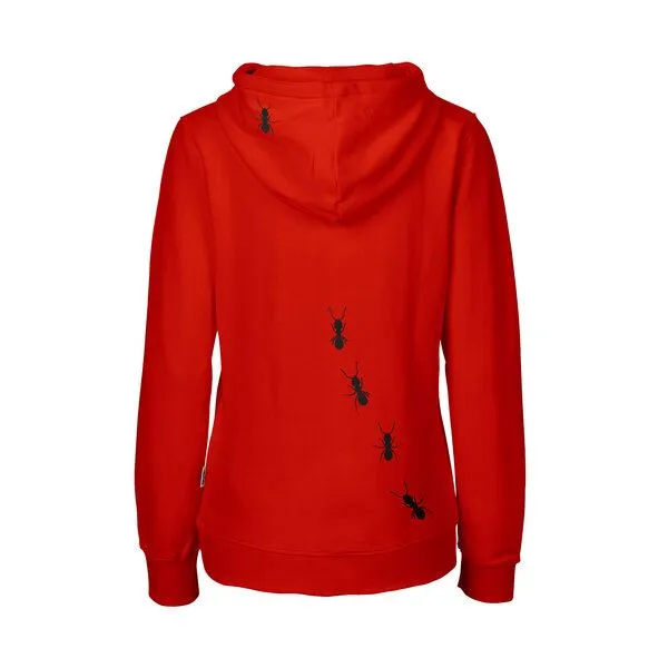 HANDGEDRUCKT HANDGEDRUCKT "Ameisen" Frauen Zip-HOODY aus reiner Biobaumwolle (kbA), Red, – Produktbild 1 von 3