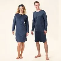 Living Crafts Living Crafts DOMINIQUE - Unisex Nachthemd im angesagten Retro-Look, Dark navy, – Produktbild 1 von 1