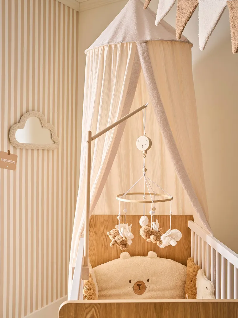 Vertbaudet Vertbaudet Betthimmel aus Teddyfleece für Kinderzimmer, Wollweiß, – Produktbild 2 von 4