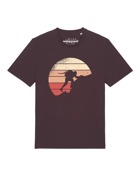 watapparel watapparel T-Shirt Unisex Mountain Climbing, Red brown, – Produktbild 1 von 3