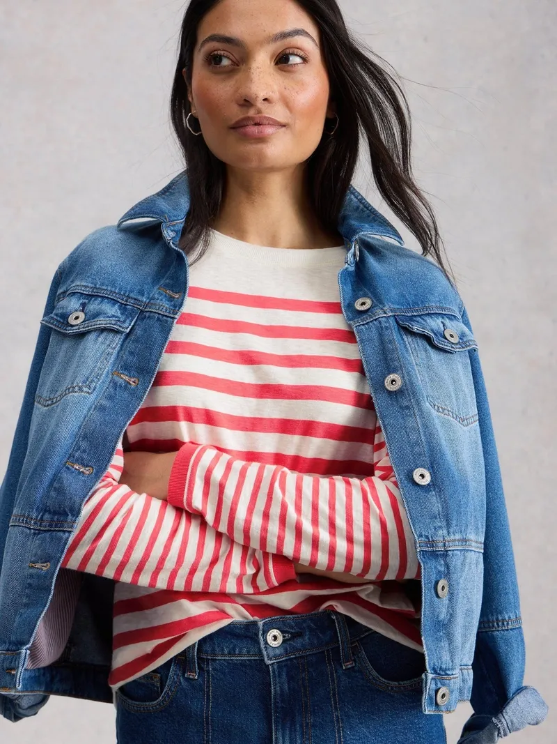 White Stuff Gestreiftes Langarmshirt Clara - 34, Rosa multi, – Produktbild 1 von 4