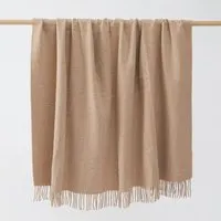 Warmi Warmi Lama Wolldecke Puna aus Argentinien, warm, weich, hypoallergen, Hellbraun, – Produktbild 1 von 1
