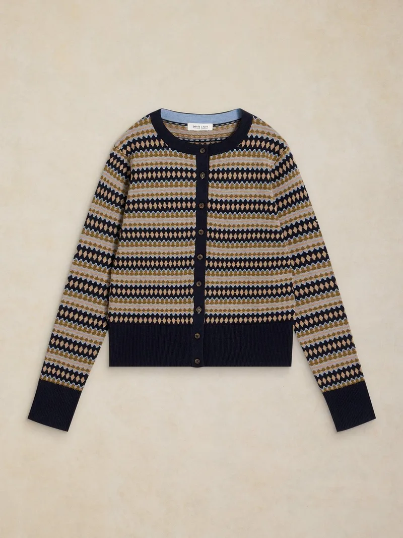 White Stuff Strickjacke Lois Fairisle - 46, Marineblau multi, – Produktbild 1 von 2