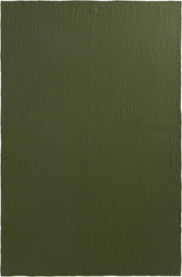 Wohndecke HEVIN, Musselin, 100% Baumwolle, Topseller!, LeGer Home by Lena Gercke, Tagesdecke im Baumwoll-Crinkle-Effekt, Musselin, leichte Kuscheldecke, Grün, – Produktbild 4 von 8