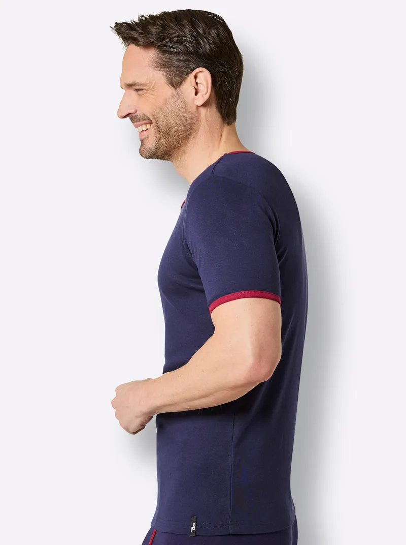 wäschepur men Shirt marine + dunkelrot, Marine + dunkelrot, – Produktbild 3 von 3