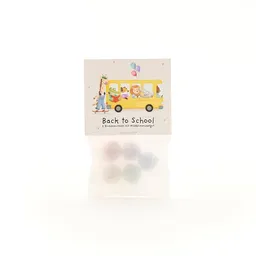 Die Stadtgärtner Die Stadtgärtner Blumenmurmeln zum Schulstart "Bus" | 5 bunte Blumenmurmeln im Pergamintütchen (ca. 10 x 5 cm) | mit niedlichem, kindgerechten Motiv | Kreative Geschenkidee für Kinder, Schule & Schulalltag – Produktbild 1 von 1
