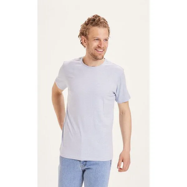 KnowledgeCotton Apparel KnowledgeCotton Apparel Basic T-Shirt O-Neck aus Bio-Baumwolle, Blau (skyway melange), – Produktbild 1 von 4