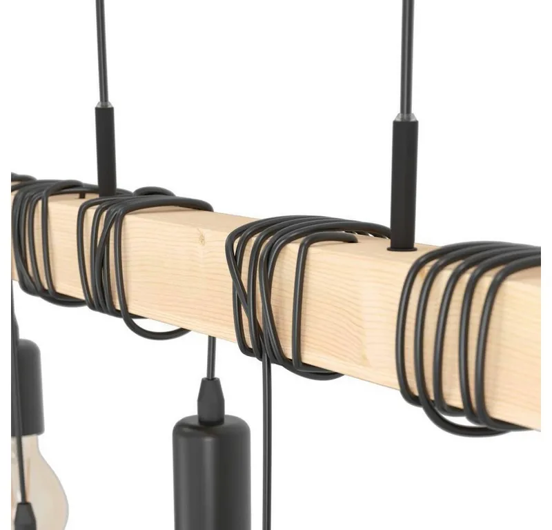 EGLO EGLO Hängeleuchte TOWNSHEND, ohne Leuchtmittel, Wohnzimmer, Esszimmer, 6-flammig, 110x10,5x100cm, Schwarz, – Produktbild 3 von 5