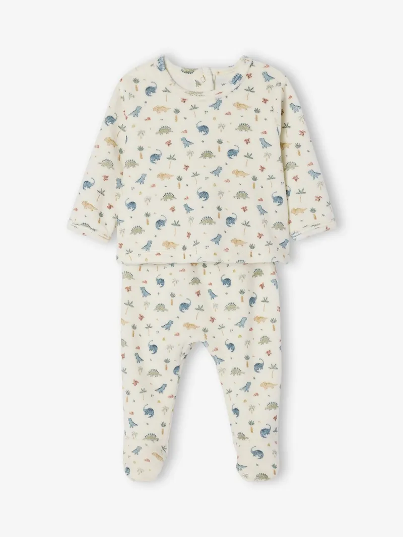 Vertbaudet 2er-Pack Baby Schlafanzüge aus Cord & Samt, Wollweiß, – Produktbild 2 von 2