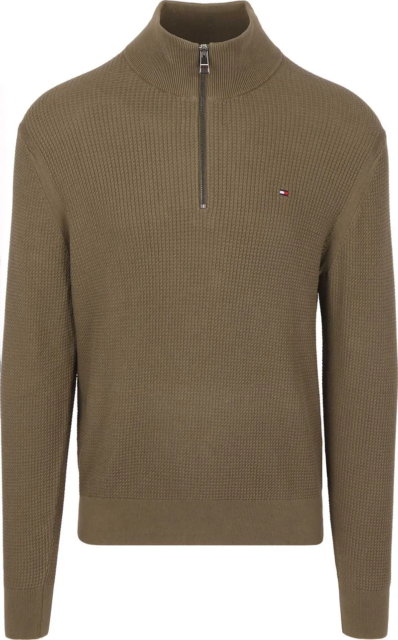 Tommy Hilfiger Tommy Hilfiger Half Zip Kabelpullover Olivgrün - Größe XXL, Grün, – Produktbild 1 von 2