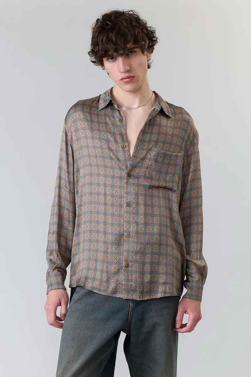 Yahmo Yahmo Herren vegan Hemd Hans Atlas Beige Blau, Beige, – Produktbild 2 von 2