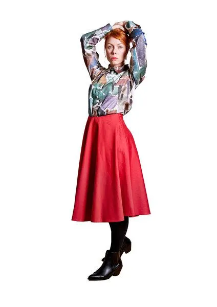 Sophia Schneider-Esleben Sophia Schneider-Esleben Rock Skyler - Glockenrock, Schwingrock aus Bio-Baumwolle, Rot, – Produktbild 3 von 3