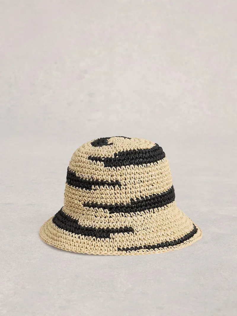 White Stuff Sonnenhut Crochet - Einheitsgröße, Schwarz multi, – Produktbild 1 von 2