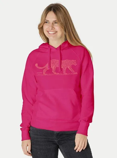 Peaces.bio - handbedruckte Biomode Peaces.bio - handbedruckte Biomode Bio-Damen-Kapuzensweater Leopard, Pink, – Produktbild 1 von 1