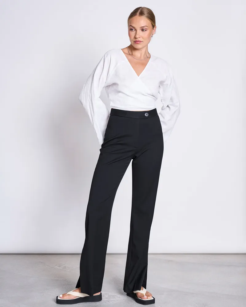 JAN N JUNE JAN 'N JUNE Damen vegan Schlitzhose Douro Schwarz, Schwarz, – Produktbild 1 von 2