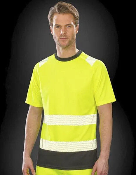 Result Genuine Recycled Result Genuine Recycled Safety Workwear HiViz Sicherheits T-Shirt Berufsbekleidung Atmungsaktiv Reflektierend, Fluorescent gelb/schwarz, – Produktbild 3 von 3