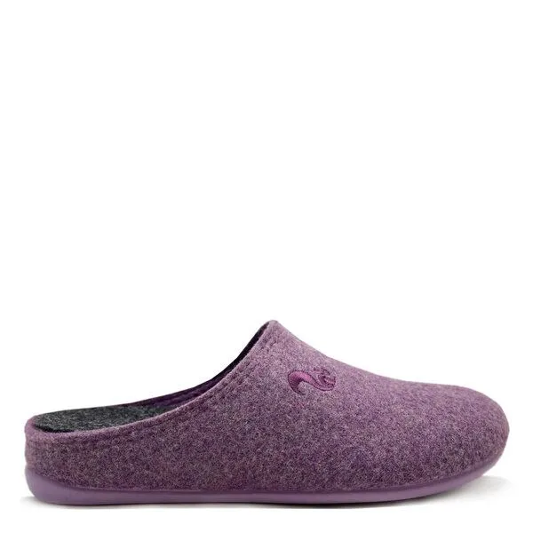 thies Veganer Slipper "thies ® PET", fair, mit Wechselfussbett, Aubergine (violett), – Produktbild 1 von 4