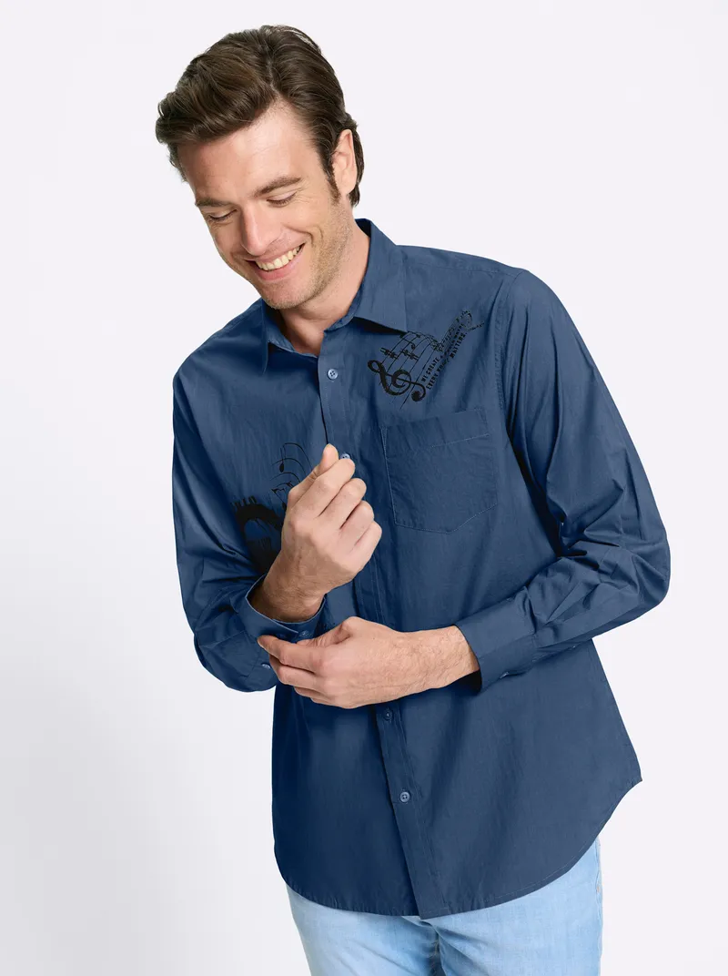 Catamaran Langarmhemd jeansblau-bedruckt, Jeansblau-bedruckt, – Produktbild 2 von 2