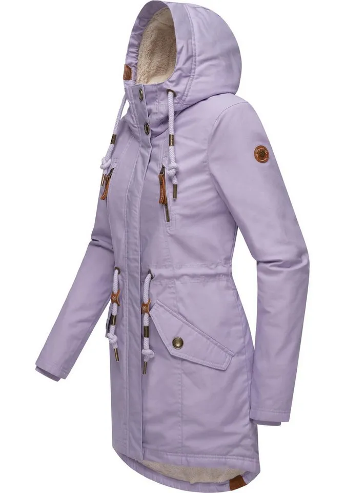 ragwear ragwear Wintermantel Elsie stylischer Winterparka mit Kapuze und Teddyfleece, Lila, – Produktbild 3 von 4