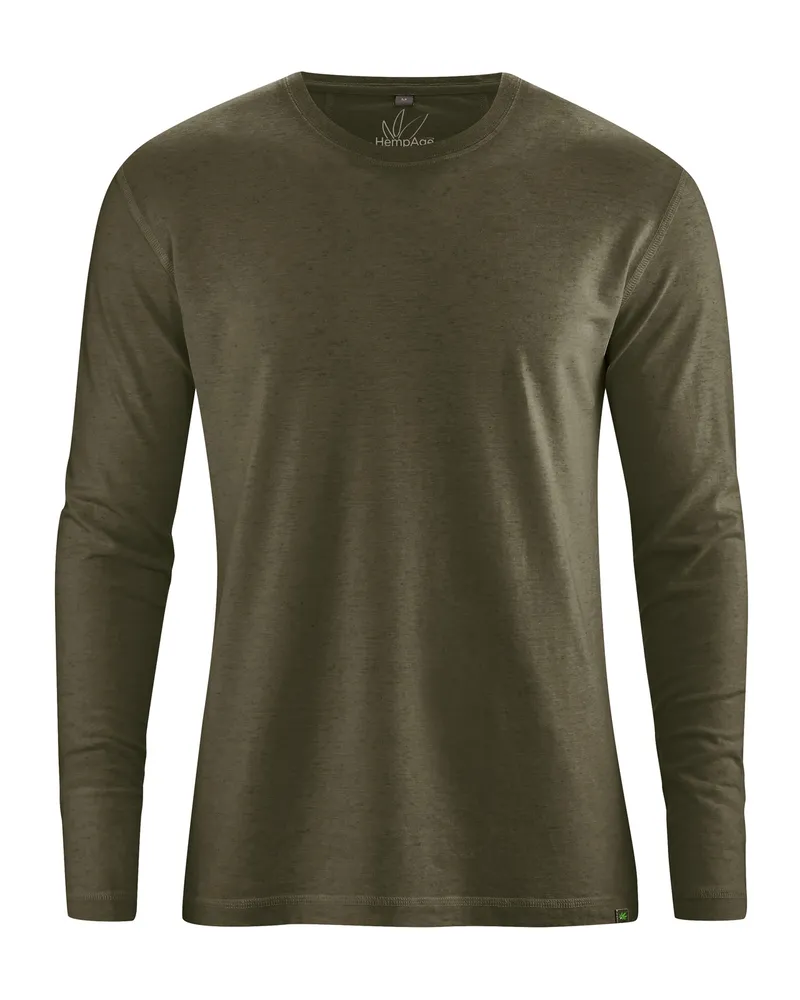 HempAge Hempage Herren vegan Langarmshirt Basic Wolf Grau, Grau, – Produktbild 1 von 2
