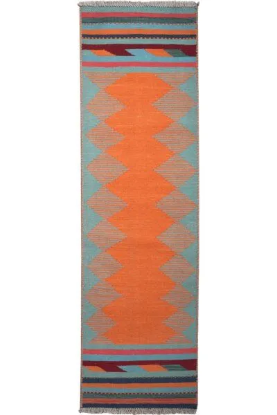 Rugtales Kelim Gashgai „Rugtales“ aus Schurwolle, Orange, – Produktbild 3 von 8