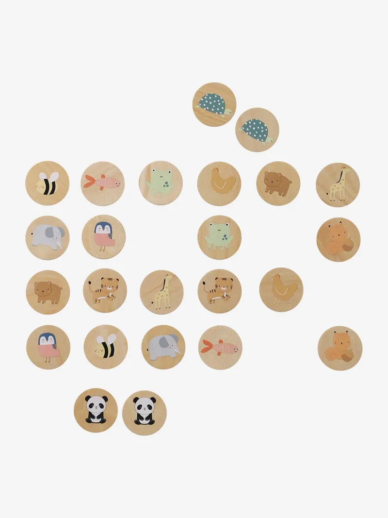 Vertbaudet Baby Tier-Memory aus Holz FSC®, Braun, – Produktbild 2 von 3