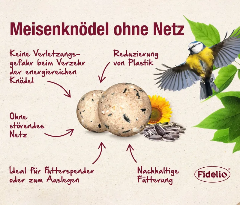 Fidelio Fidelio Meisenknödel ohne Netz, für Wildvögel, 100 Stück im Karton, 8.3 kg, Hauptfutter für: Wildvogel, ganzjähriges Wildvogelfutter proteinreich / energiereich – Produktbild 2 von 5