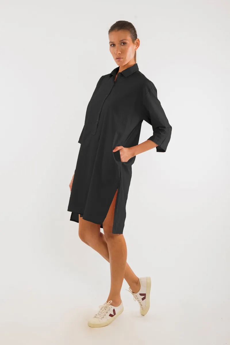RAVENS VIEW IBIZA RAVENS VIEW IBIZA Damen vegan Hemdkleid Isla Schwarz, Schwarz, – Produktbild 1 von 1