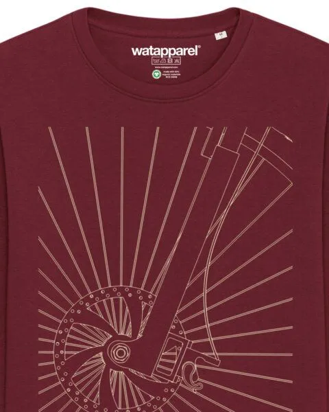 watapparel watapparel Sweatshirt Unisex Fahrradspeichen, Burgundy, – Produktbild 3 von 3