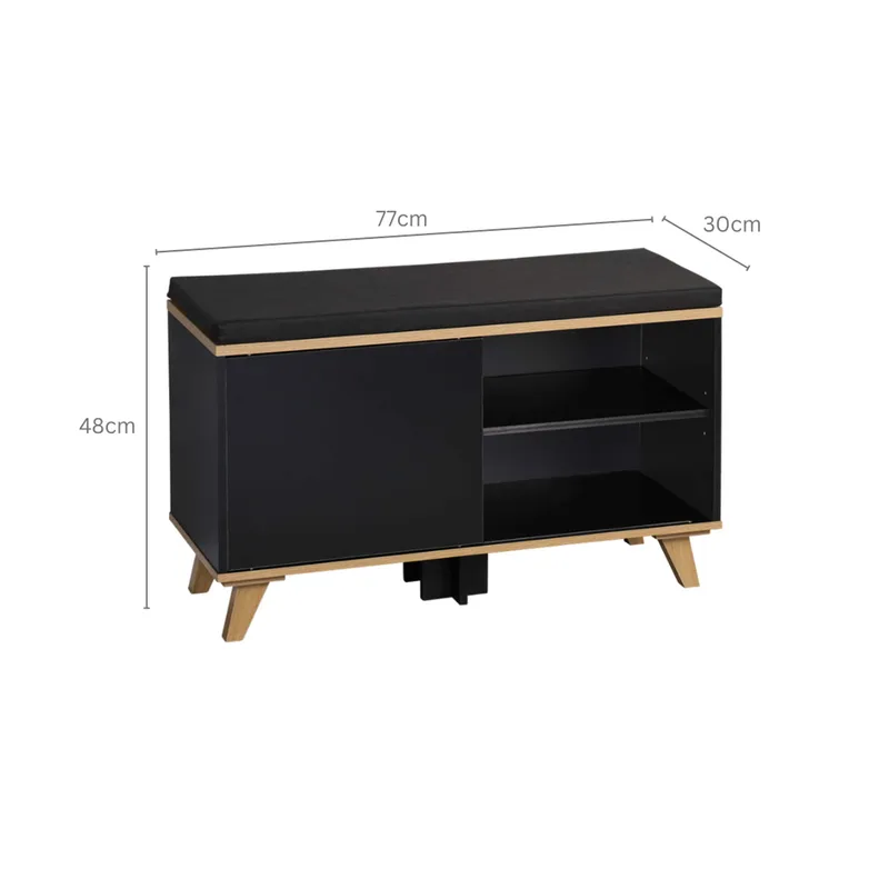 Kesper Schuhschrank mit Sitzkissen, Schwarz, – Produktbild 2 von 3