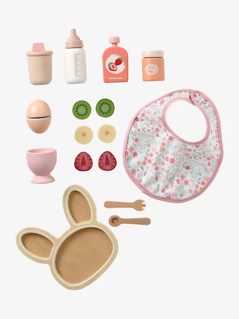 Vertbaudet Vertbaudet Puppenmahlzeit-Set Essen & Füttern Holz FSC®, Rosa, – Produktbild 4 von 4