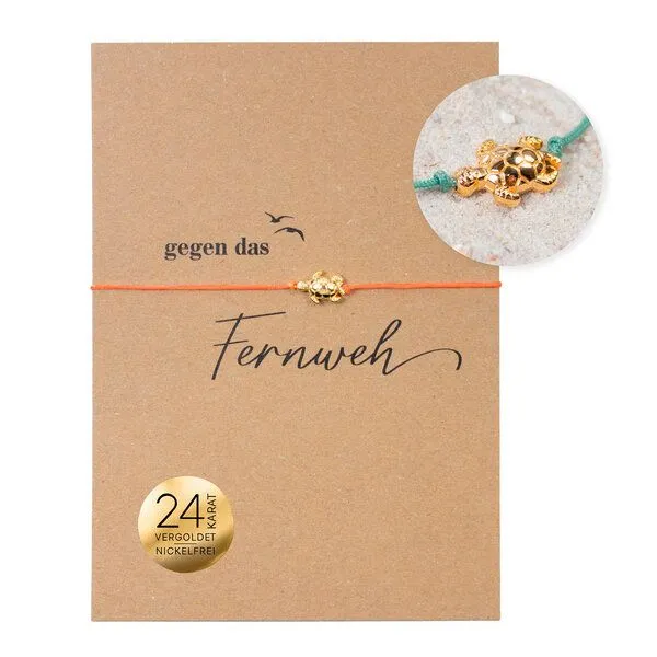 Bow & Hummingbird Bow & Hummingbird Armband auf Karte - Schildkröte - Gegen das Fernweh, Neon-orange, – Produktbild 2 von 4