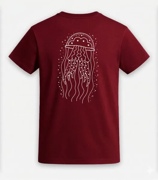 vis wear vis wear Qualle - Göttin im Ozean – Unisex Organic T-Shirt, Rot, – Produktbild 1 von 1