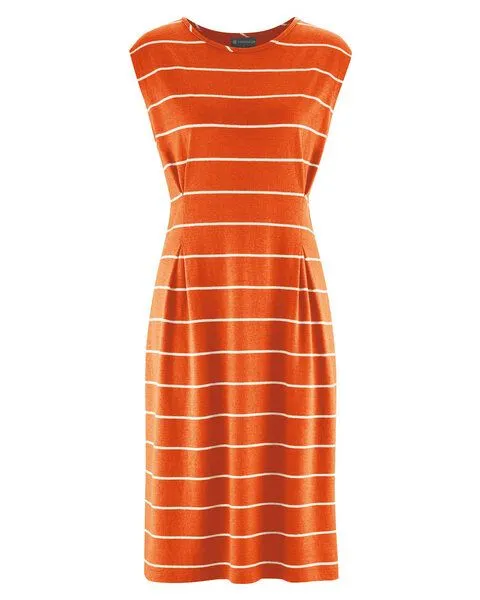 HempAge HempAge Gestreiftes Kleid Hanf/Biobaumwolle, Nectarine (orange), – Produktbild 1 von 4