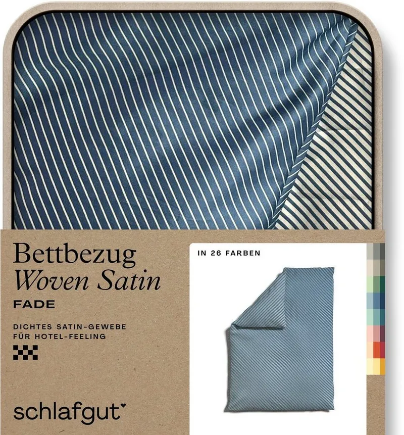 Schlafgut Schlafgut Bettbezug Premium Bettbezug Woven Fade Satin (1 St), (1 St), Ton-in-Ton Reißverschluss, Fadendichte von 300tc, Streifen, OEKO Tex, Grau, – Produktbild 2 von 5