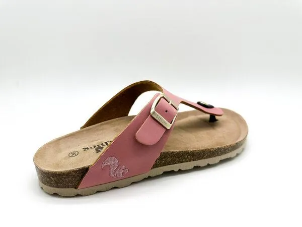 thies Vegane thies ® Eco Bio Thong Sandale aus rec. PET mit Kork-Tieffussbett, Pink grapefruit, – Produktbild 3 von 4