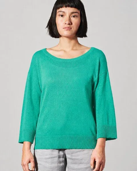 HempAge HempAge Leichter Pullover Hanf/Biobaumwolle, Emerald (grün), – Produktbild 2 von 4