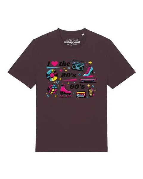 watapparel watapparel T-Shirt Unisex 80s Love, Red brown, – Produktbild 1 von 2