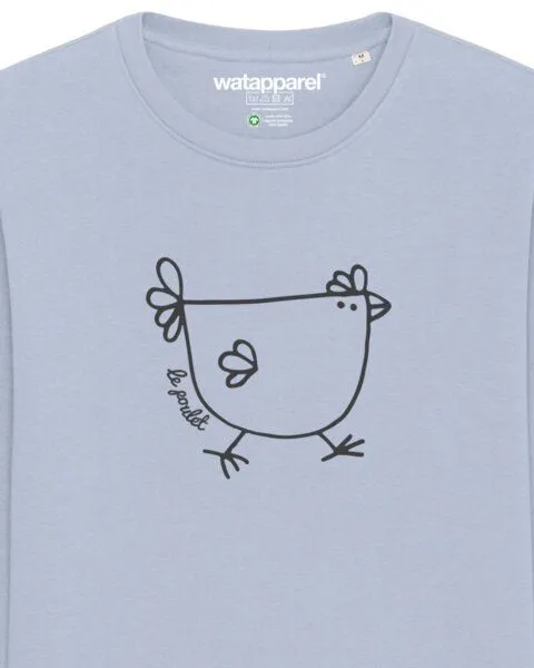 watapparel watapparel Sweatshirt Unisex Le poulet - das Huhn, Serene blue, – Produktbild 3 von 4