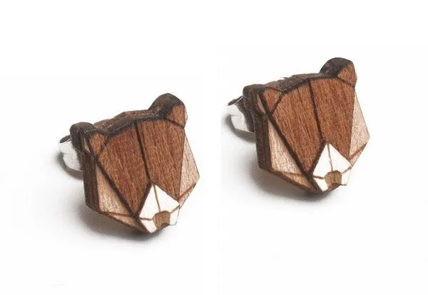 BeWooden BeWooden Ohrstecker mit Holzdetails | Bären – Produktbild 1 von 4