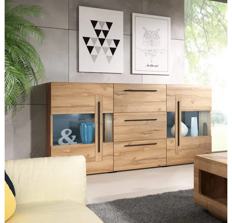 Lomadox Wohnzimmer-Set TURDA-83, (Mega-Spar-Set, 6-St., 6-tlg), Grandson Nb. mit LED Beleuchtung 320/104/50 cm, Braun, – Produktbild 2 von 5
