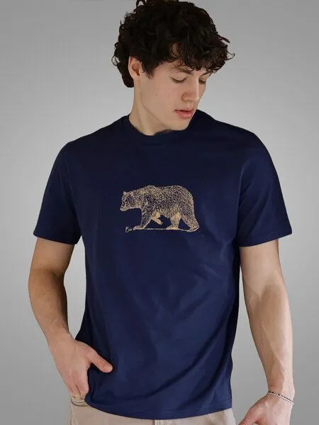 Kultgut Kultgut Artdesign - Biofair - Leichtes Basic-Shirt / Golden Bär, Dunkelblau, – Produktbild 2 von 4