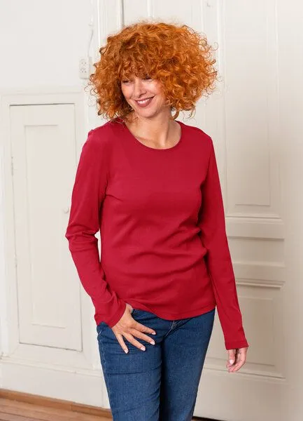 Heidekönigin Heidekönigin Langarmshirt Pure Cotton, Granat, – Produktbild 2 von 4