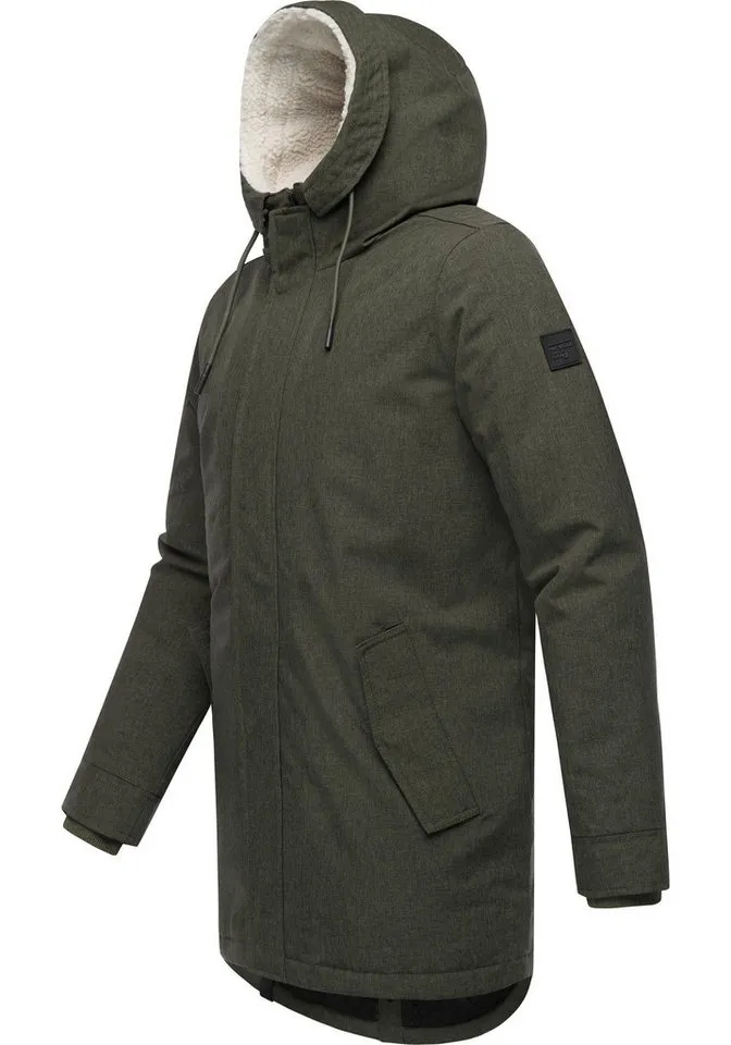 ragwear ragwear Kurzmantel Mr Smithem YOUMODO wasserdichte lange Herren Winterjacke mit Kapuze, Gelb|grün, – Produktbild 3 von 4