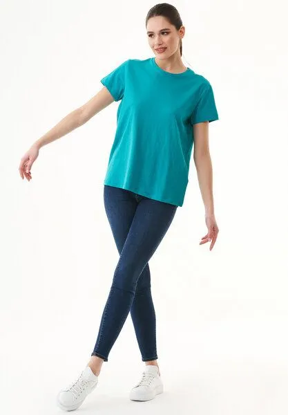 ORGANICATION ORGANICATION Damen Basic T-Shirt aus Bio-Baumwolle, Emerald, – Produktbild 2 von 4
